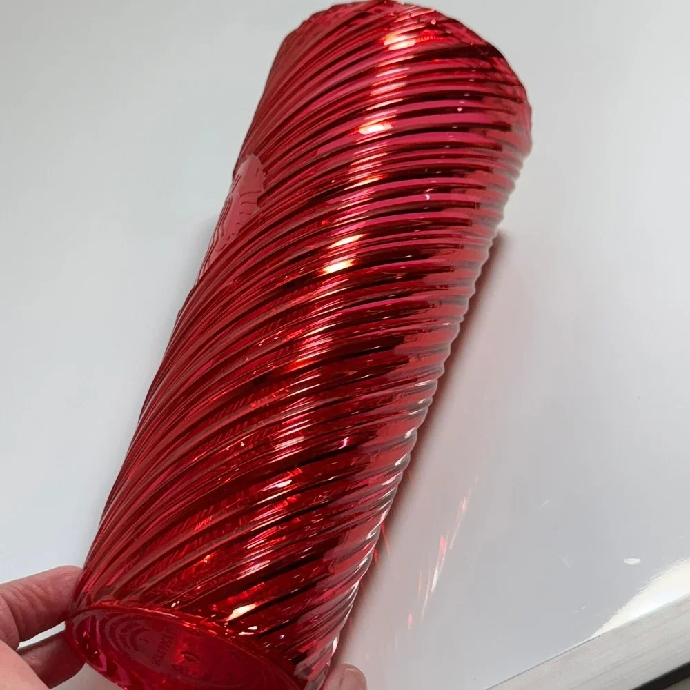 Starbucks Red Swirl‎ Cold Cup Tumbler 24 fl oz Holiday Edition No Lid
